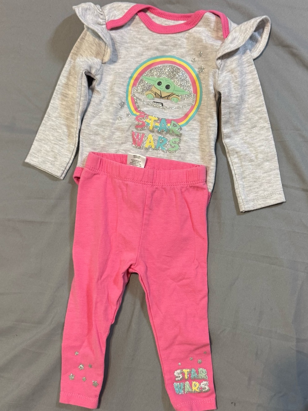 Star Wars Kids Gray Tee with Pink Trim